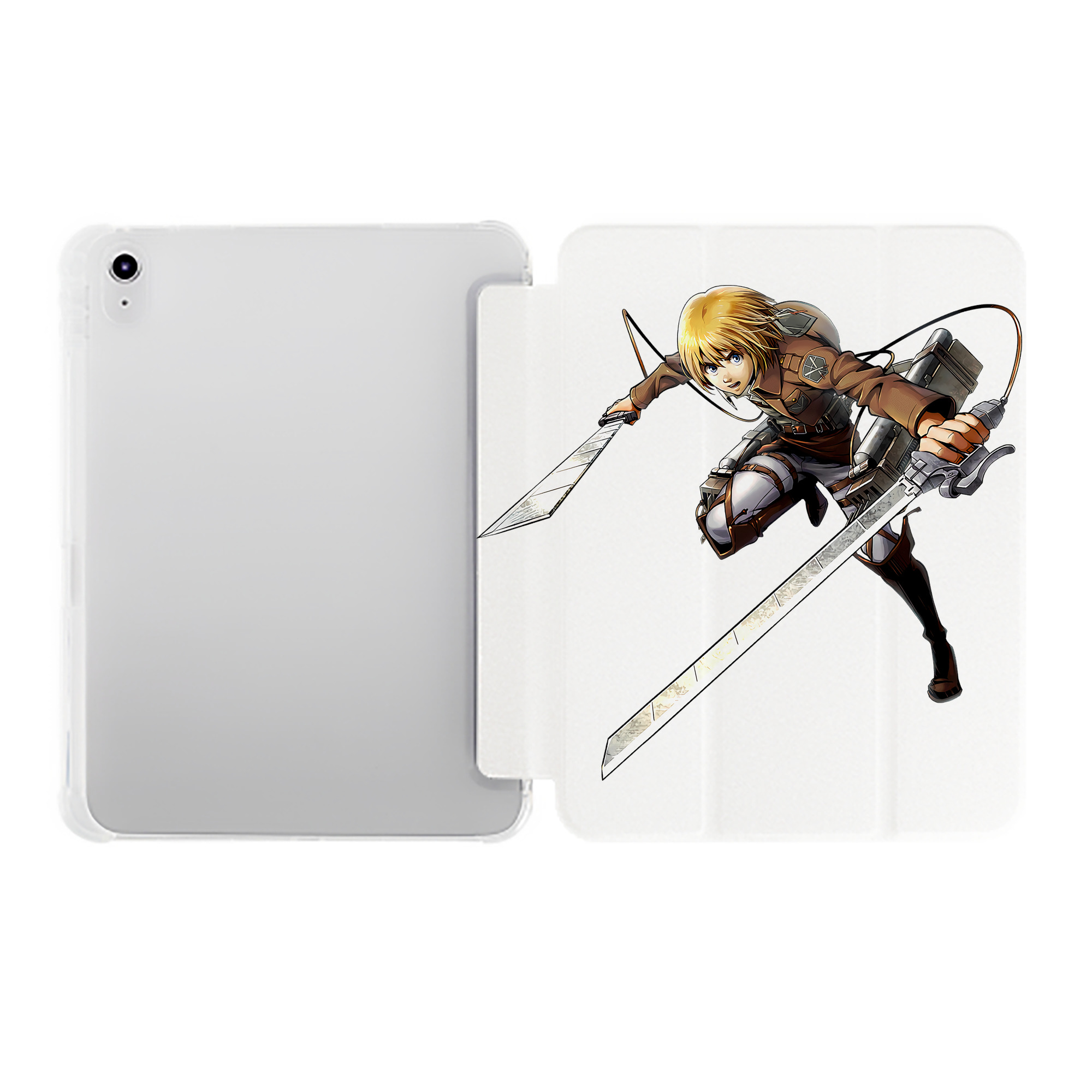 （画像用） 進撃の巨人 アルミン·アルレルト Attack on Titan Armin Arlert IPad ケース ペン収納付き 三つ折りスタンド PUレザー×シリコン 対応機種9.5/10.5/10.9インチ